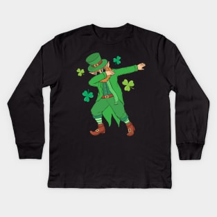 Dabbing Leprechaun St Patricks Day 2018 Kids Long Sleeve T-Shirt